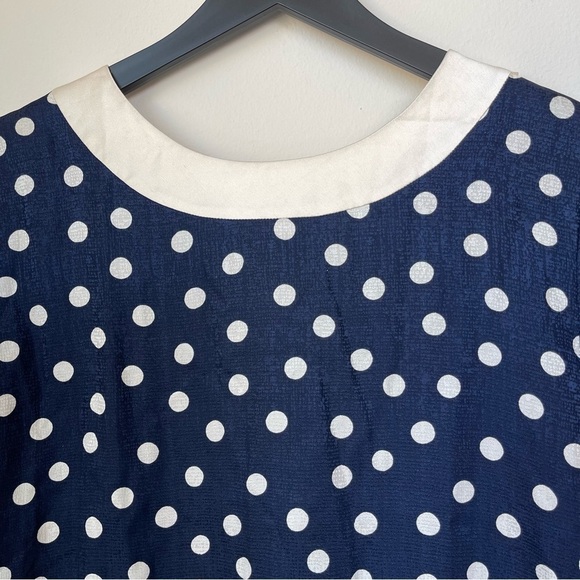 Vintage Adrianne Papell Polka Dot Dress – Navy & Cream - Picture 5 of 16